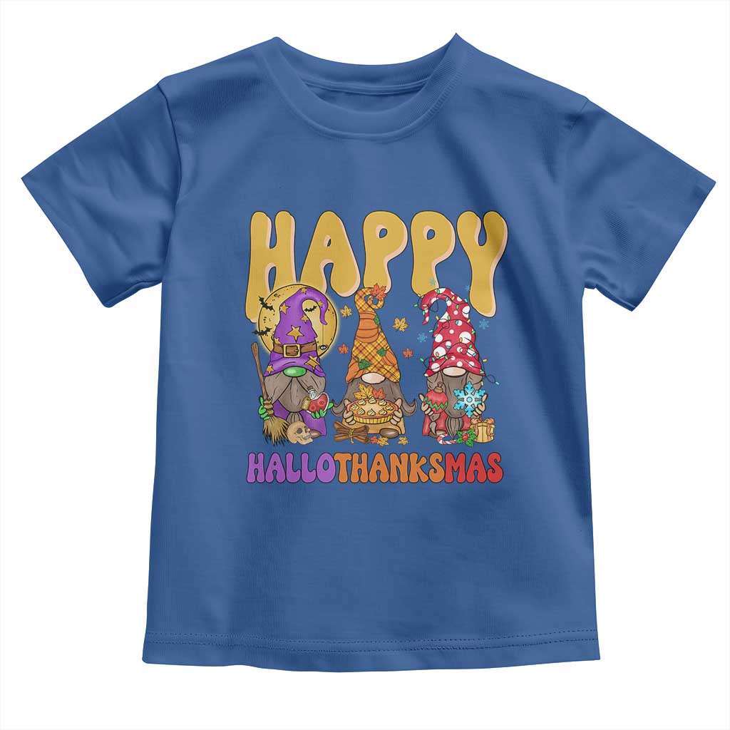 Happy HalloThanksMas Gnomes Baby Shirt Halloween Thanksgiving Christmas TS02 Royal Blue Print Your Wear
