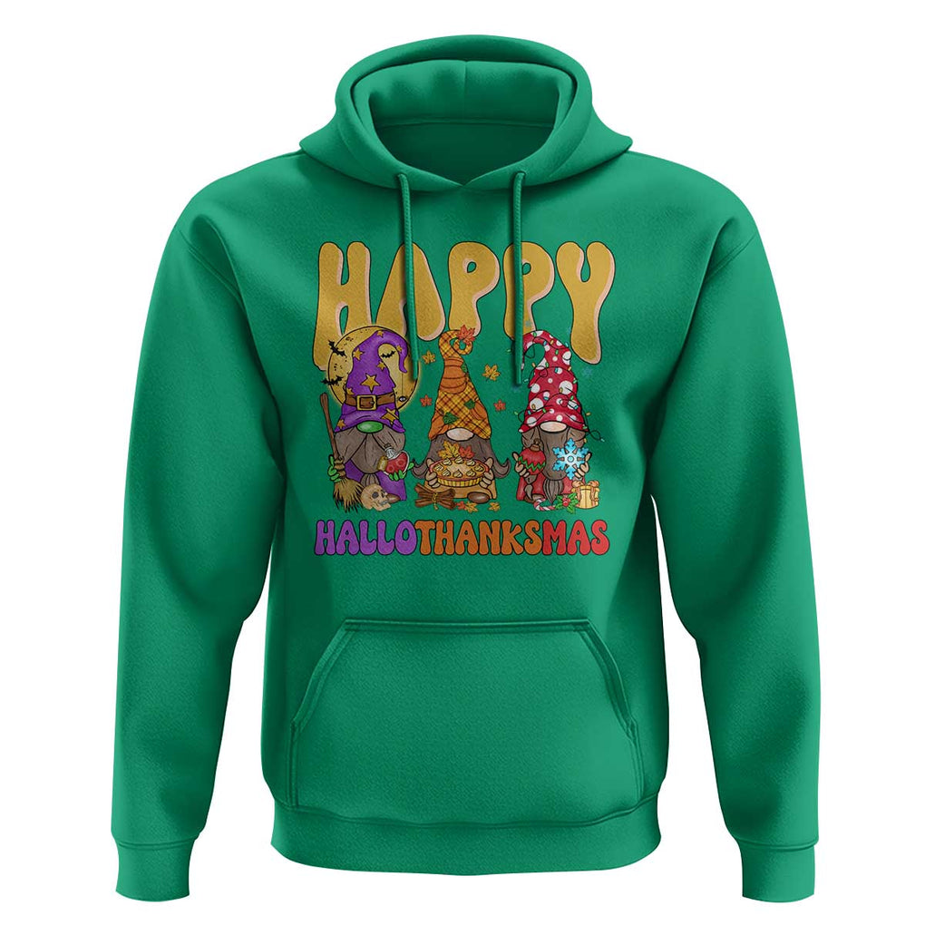 Happy HalloThanksMas Gnomes Hoodie Halloween Thanksgiving Christmas TS02 Irish Green Print Your Wear
