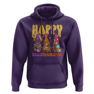 Happy HalloThanksMas Gnomes Hoodie Halloween Thanksgiving Christmas TS02 Purple Print Your Wear