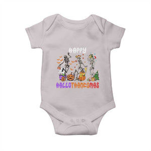 Happy HalloThanksMas Skeleton Baby Onesie Halloween Thanksgiving Christmas TS02 Ice Gray Print Your Wear