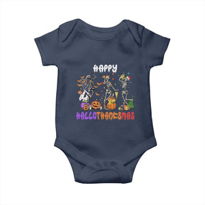 Happy HalloThanksMas Skeleton Baby Onesie Halloween Thanksgiving Christmas TS02 Navy Print Your Wear