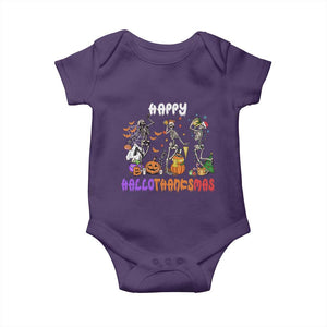 Happy HalloThanksMas Skeleton Baby Onesie Halloween Thanksgiving Christmas TS02 Purple Print Your Wear