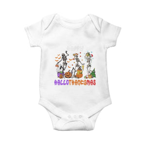Happy HalloThanksMas Skeleton Baby Onesie Halloween Thanksgiving Christmas TS02 White Print Your Wear
