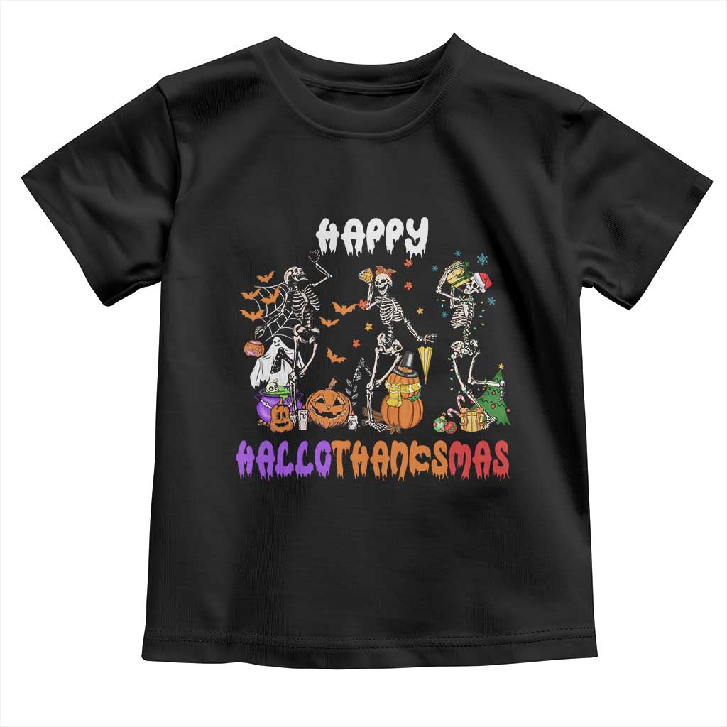 Happy HalloThanksMas Skeleton Baby Shirt Halloween Thanksgiving Christmas TS02 Black Print Your Wear