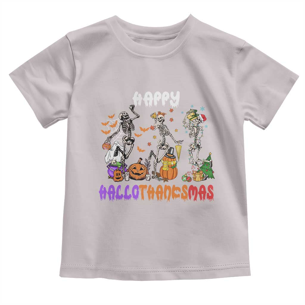 Happy HalloThanksMas Skeleton Baby Shirt Halloween Thanksgiving Christmas TS02 Ice Gray Print Your Wear