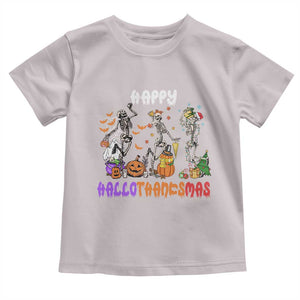 Happy HalloThanksMas Skeleton Baby Shirt Halloween Thanksgiving Christmas TS02 Ice Gray Print Your Wear