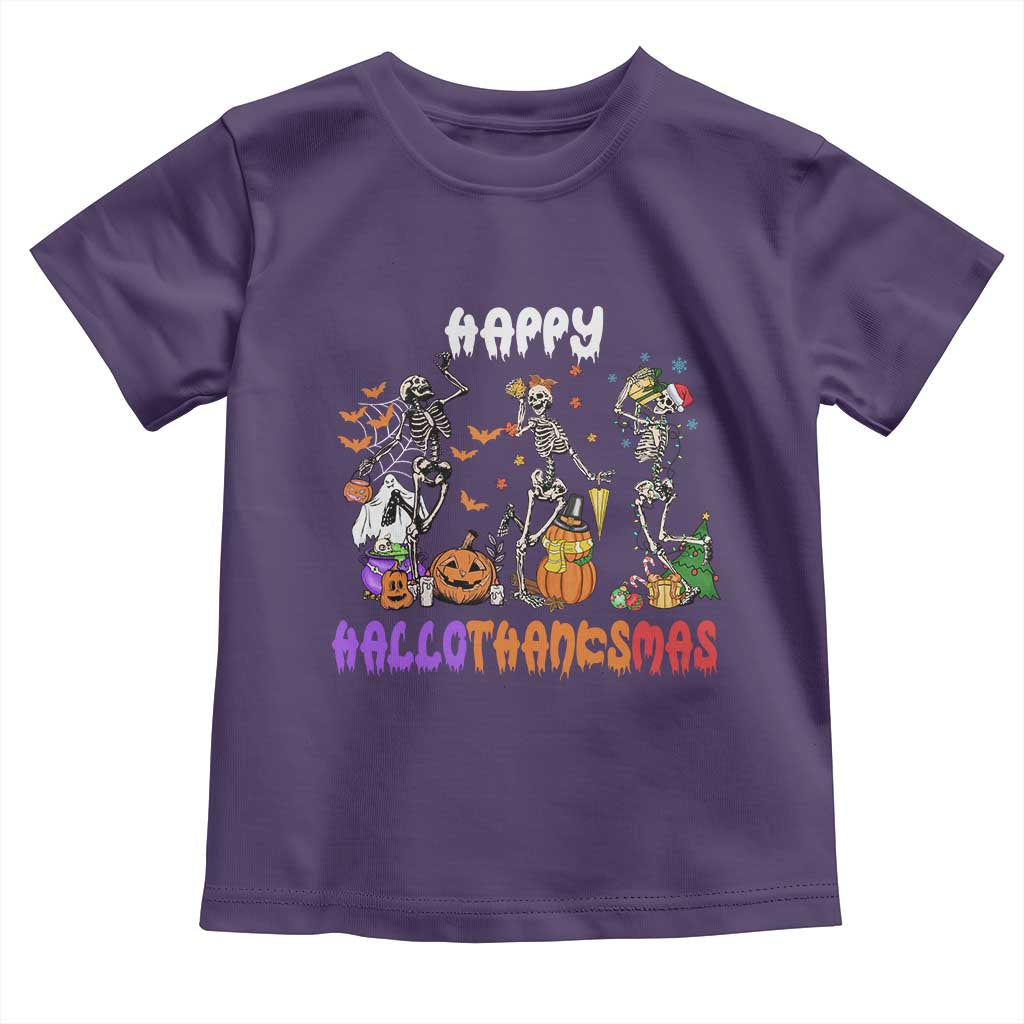Happy HalloThanksMas Skeleton Baby Shirt Halloween Thanksgiving Christmas TS02 Purple Print Your Wear