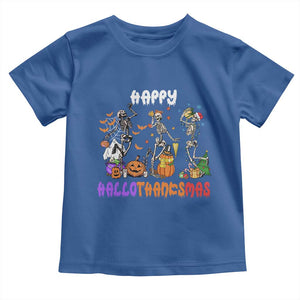 Happy HalloThanksMas Skeleton Baby Shirt Halloween Thanksgiving Christmas TS02 Royal Blue Print Your Wear