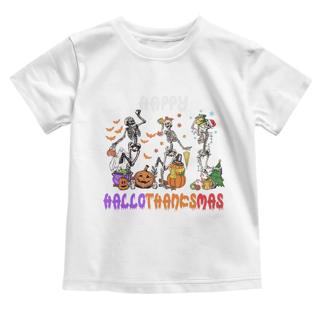 Happy HalloThanksMas Skeleton Baby Shirt Halloween Thanksgiving Christmas TS02 White Print Your Wear