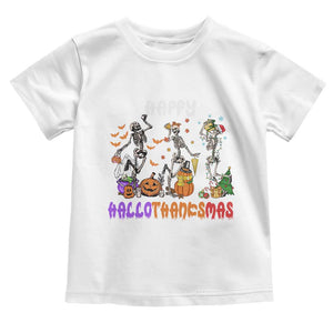 Happy HalloThanksMas Skeleton Baby Shirt Halloween Thanksgiving Christmas TS02 White Print Your Wear