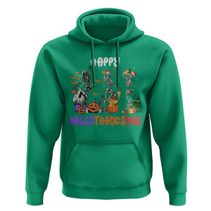 HalloThanksMas Skeleton Hoodie Halloween Thanksgiving Christmas TS02 Irish Green Print Your Wear