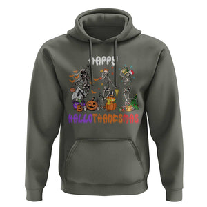 HalloThanksMas Skeleton Hoodie Halloween Thanksgiving Christmas TS02 Military Green Print Your Wear
