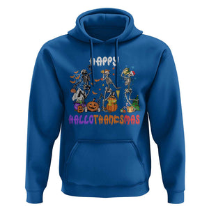 HalloThanksMas Skeleton Hoodie Halloween Thanksgiving Christmas TS02 Royal Blue Print Your Wear