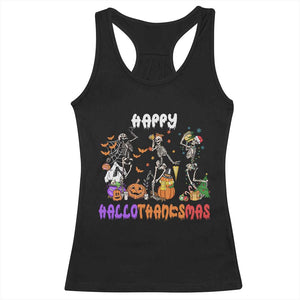 Happy HalloThanksMas Skeleton Racerback Tank Top Halloween Thanksgiving Christmas TS02 Black Print Your Wear