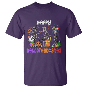 HalloThanksMas Skeleton T Shirt Halloween Thanksgiving Christmas TS02 Purple Print Your Wear