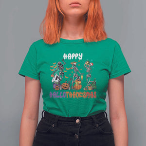 HalloThanksMas Skeleton T Shirt For Women Halloween Thanksgiving Christmas TS02 Irish Green Print Your Wear