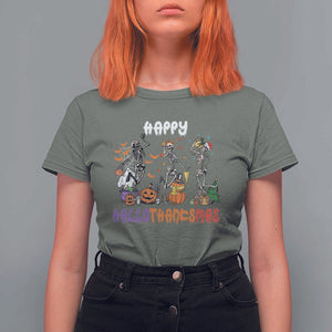 HalloThanksMas Skeleton T Shirt For Women Halloween Thanksgiving Christmas TS02 Military Green Print Your Wear