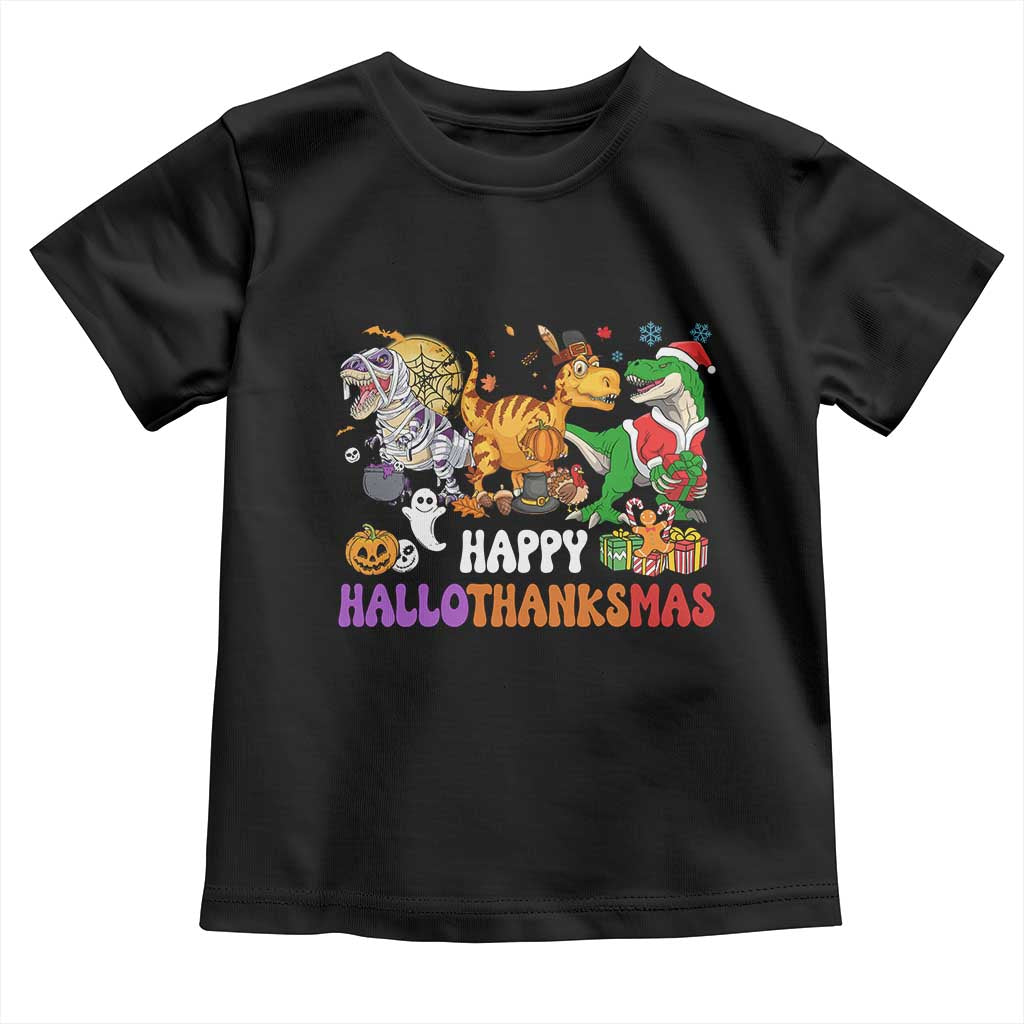 Happy HalloThanksMas Dinosaur Baby Shirt Halloween Thanksgiving Christmas TS02 Black Print Your Wear