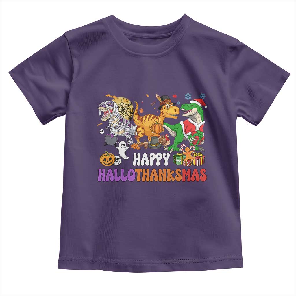 Happy HalloThanksMas Dinosaur Baby Shirt Halloween Thanksgiving Christmas TS02 Purple Print Your Wear