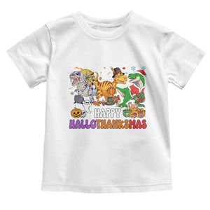 Happy HalloThanksMas Dinosaur Baby Shirt Halloween Thanksgiving Christmas TS02 White Print Your Wear