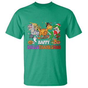 HalloThanksMas Dinosaur T Shirt Halloween Thanksgiving Christmas TS02 Irish Green Print Your Wear
