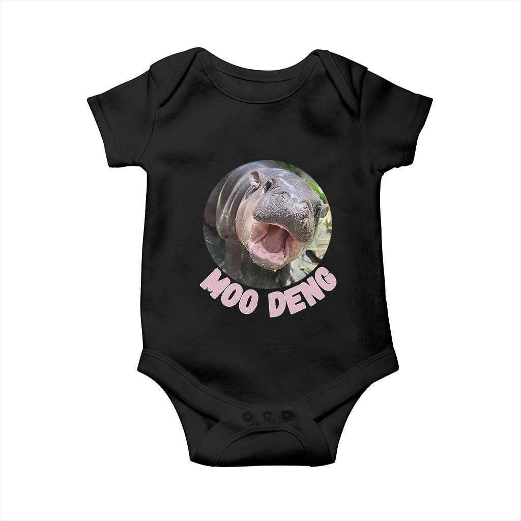 Baby Hippo Moo Deng Baby Onesie Cute Pygmy Hippopotamus Bouncy Pig TS02 Black Print Your Wear