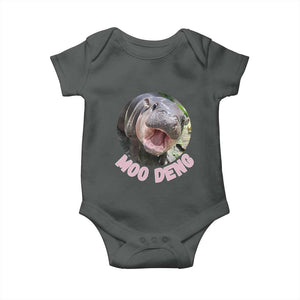 Baby Hippo Moo Deng Baby Onesie Cute Pygmy Hippopotamus Bouncy Pig TS02 Dark Heather Print Your Wear