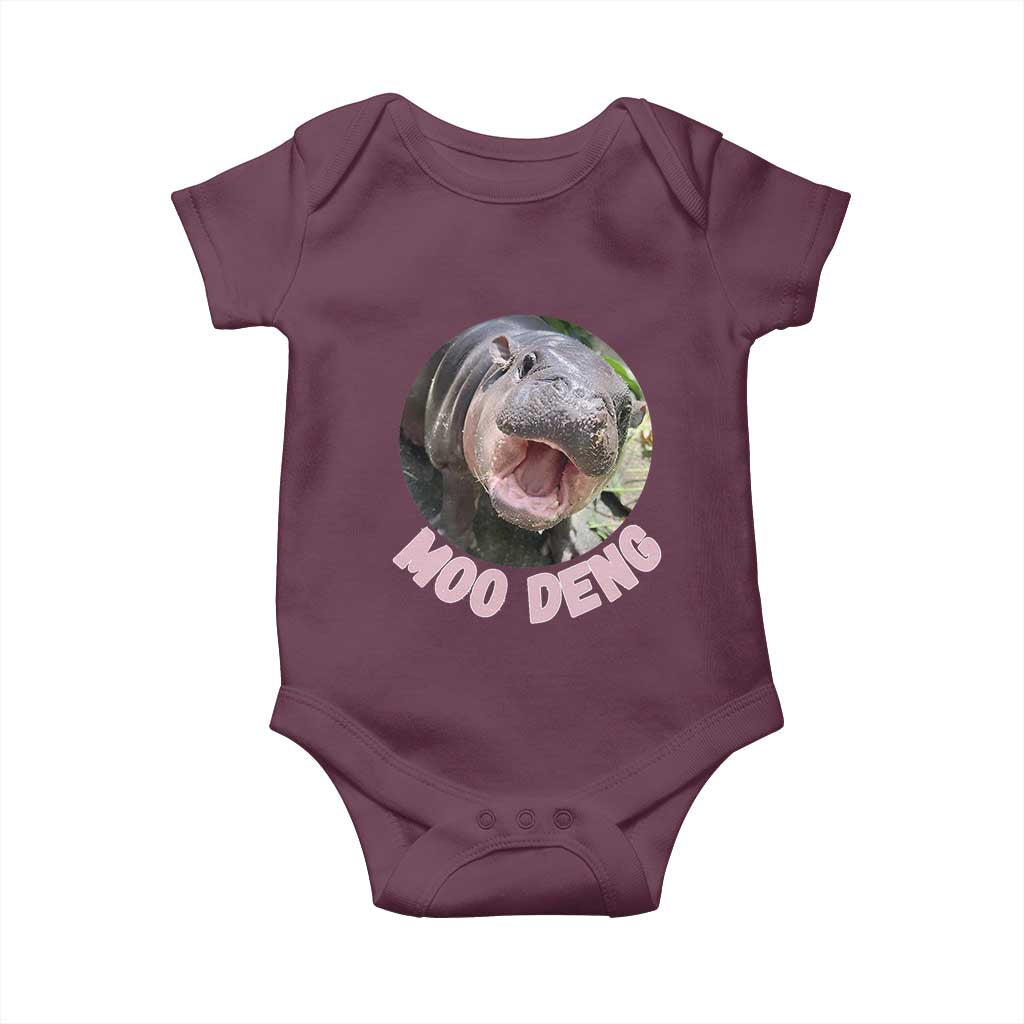 Baby Hippo Moo Deng Baby Onesie Cute Pygmy Hippopotamus Bouncy Pig TS02 Maroon Print Your Wear