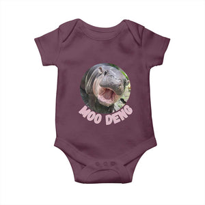 Baby Hippo Moo Deng Baby Onesie Cute Pygmy Hippopotamus Bouncy Pig TS02 Maroon Print Your Wear