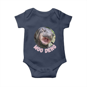 Baby Hippo Moo Deng Baby Onesie Cute Pygmy Hippopotamus Bouncy Pig TS02 Navy Print Your Wear