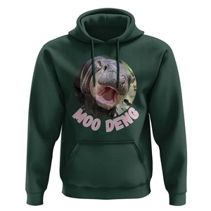 Baby Hippo Moo Deng Hoodie Cute Pygmy Hippopotamus Bouncy Pig TS02 Dark Forest Green Print Your Wear