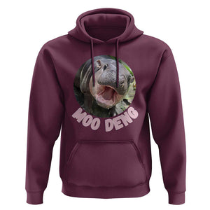 Baby Hippo Moo Deng Hoodie Cute Pygmy Hippopotamus Bouncy Pig TS02 Maroon Print Your Wear