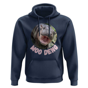 Baby Hippo Moo Deng Hoodie Cute Pygmy Hippopotamus Bouncy Pig TS02 Navy Print Your Wear