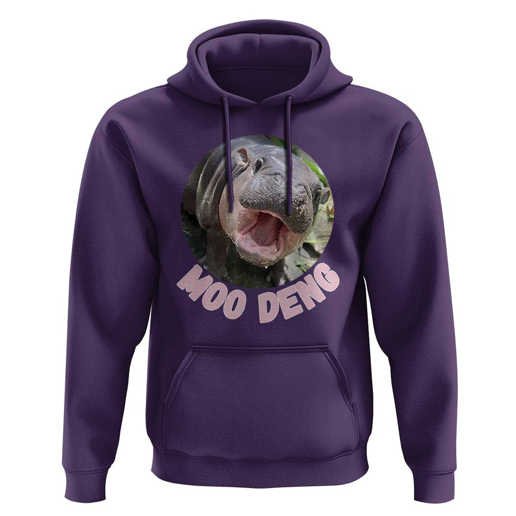 Baby Hippo Moo Deng Hoodie Cute Pygmy Hippopotamus Bouncy Pig TS02 Purple Print Your Wear