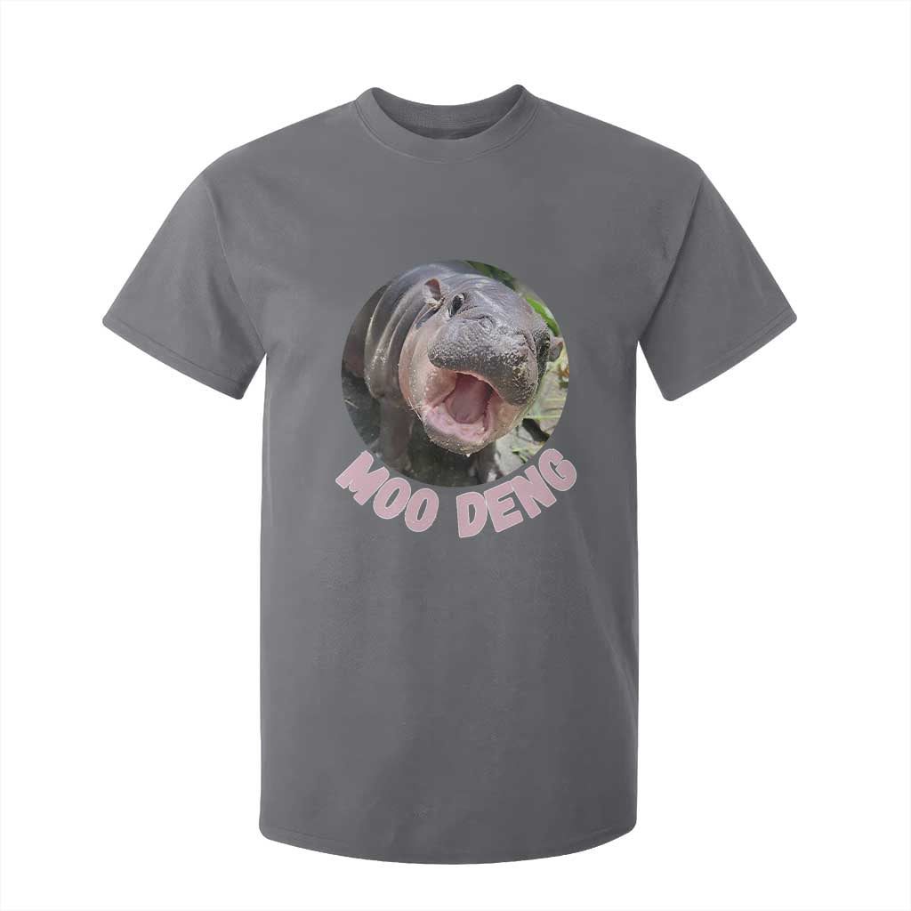 Baby Hippo Moo Deng T Shirt For Kid Cute Pygmy Hippopotamus Bouncy Pig TS02 Charcoal Print Your Wear