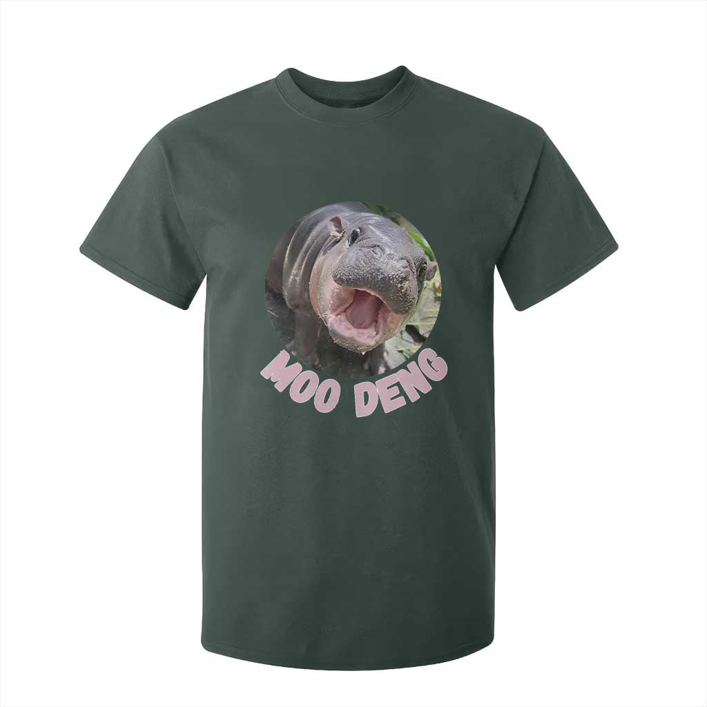 Baby Hippo Moo Deng T Shirt For Kid Cute Pygmy Hippopotamus Bouncy Pig TS02 Dark Forest Green Print Your Wear