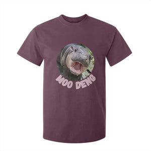 Baby Hippo Moo Deng T Shirt For Kid Cute Pygmy Hippopotamus Bouncy Pig TS02 Maroon Print Your Wear