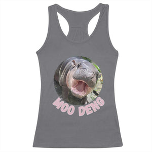 Baby Hippo Moo Deng Racerback Tank Top Cute Pygmy Hippopotamus Bouncy Pig TS02 Charcoal Print Your Wear