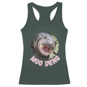 Baby Hippo Moo Deng Racerback Tank Top Cute Pygmy Hippopotamus Bouncy Pig TS02 Dark Forest Green Print Your Wear