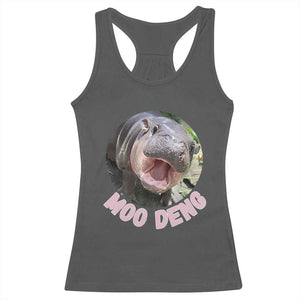 Baby Hippo Moo Deng Racerback Tank Top Cute Pygmy Hippopotamus Bouncy Pig TS02 Dark Heather Print Your Wear