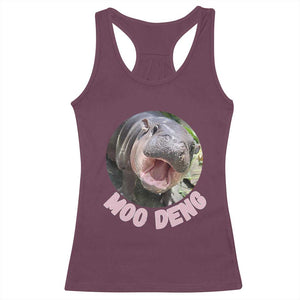 Baby Hippo Moo Deng Racerback Tank Top Cute Pygmy Hippopotamus Bouncy Pig TS02 Maroon Print Your Wear