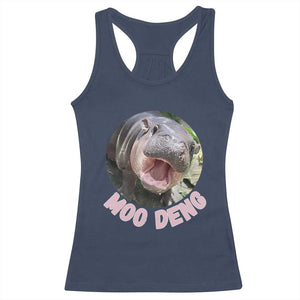 Baby Hippo Moo Deng Racerback Tank Top Cute Pygmy Hippopotamus Bouncy Pig TS02 Navy Print Your Wear
