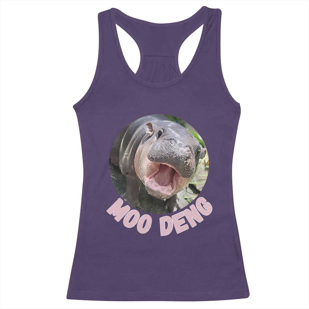 Baby Hippo Moo Deng Racerback Tank Top Cute Pygmy Hippopotamus Bouncy Pig TS02 Purple Print Your Wear