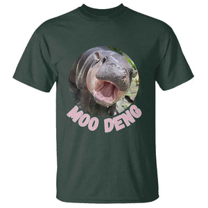Baby Hippo Moo Deng T Shirt Cute Pygmy Hippopotamus Bouncy Pig TS02 Dark Forest Green Print Your Wear