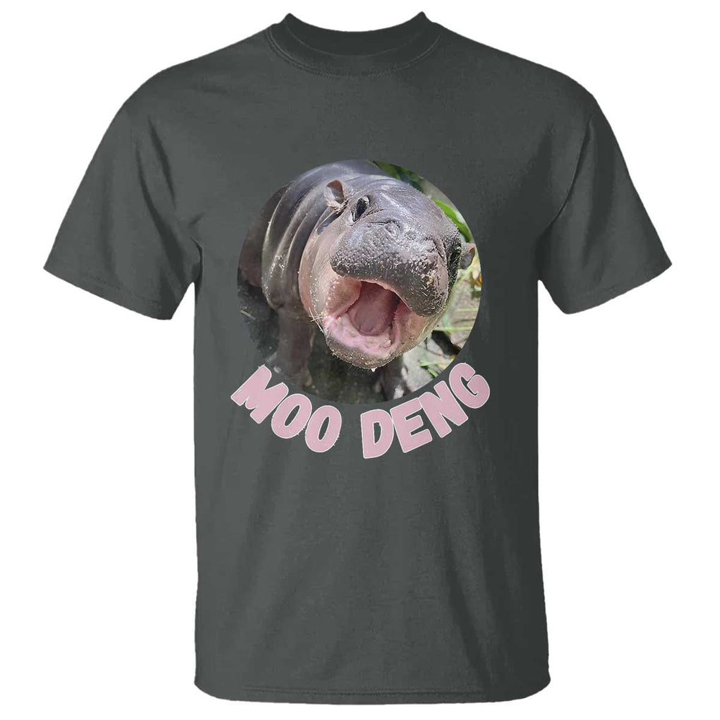 Baby Hippo Moo Deng T Shirt Cute Pygmy Hippopotamus Bouncy Pig TS02 Dark Heather Print Your Wear