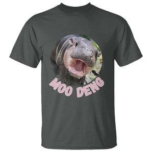 Baby Hippo Moo Deng T Shirt Cute Pygmy Hippopotamus Bouncy Pig TS02 Dark Heather Print Your Wear