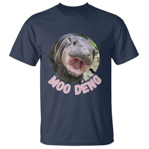 Baby Hippo Moo Deng T Shirt Cute Pygmy Hippopotamus Bouncy Pig TS02 Navy Print Your Wear