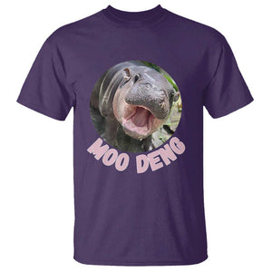 Baby Hippo Moo Deng T Shirt Cute Pygmy Hippopotamus Bouncy Pig TS02 Purple Print Your Wear