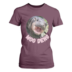Baby Hippo Moo Deng T Shirt For Women Cute Pygmy Hippopotamus Bouncy Pig TS02 Maroon Print Your Wear
