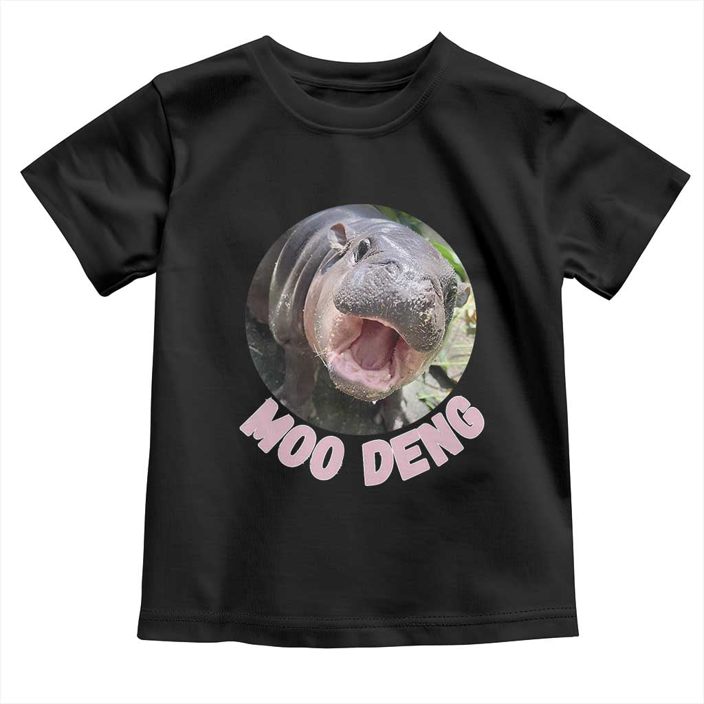 Baby Hippo Moo Deng Toddler T Shirt Cute Pygmy Hippopotamus Bouncy Pig TS02 Black Print Your Wear